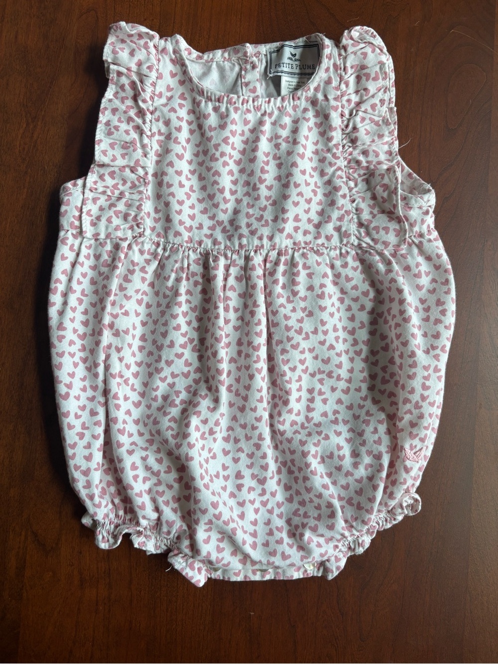 Pink Heart Print Baby One-Piece Romper